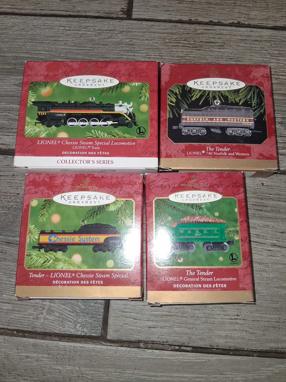 Hallmark Keepsake Train Ornament Set – Green, Black, Red, Yellow